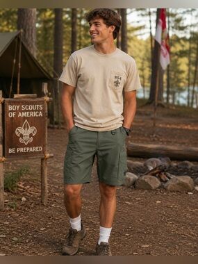 Boy Scouts Shorts Mens Size Large Dark Olive Switchback Cargo Shorts Lined